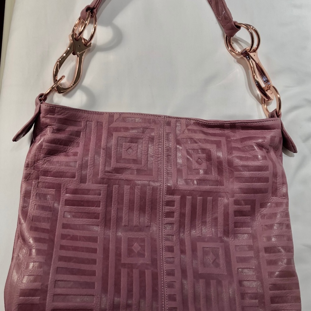 Andre Oliver leather embossed  lavender handbag - NEVER USED